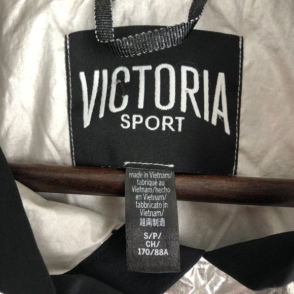 Victoria's Secret Sport Women's Size Small Black Silver Lightweight Hoodie - Picture 7 of 10